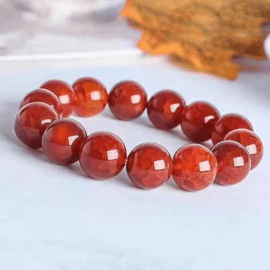 Natural Red Agate Dragon Pattern Bracelet | Ice Species Phoenix Blood Dragon Scale Agate Beaded Bracelet for Women Men