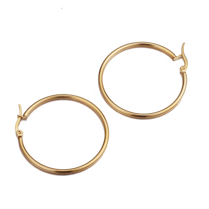 Minimalist 2mm Stainless Steel Large Hoop Earrings - Sleek Design, Durable Daily Wear Jewelry