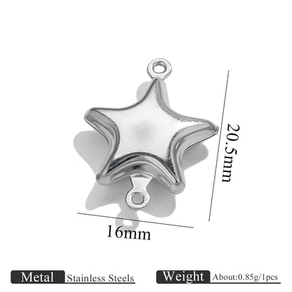 10PCS Stainless Steel Double-Hole Connector| Heart & Star Shapes | DIY Jewelry Connectors for Bracelets & Necklaces