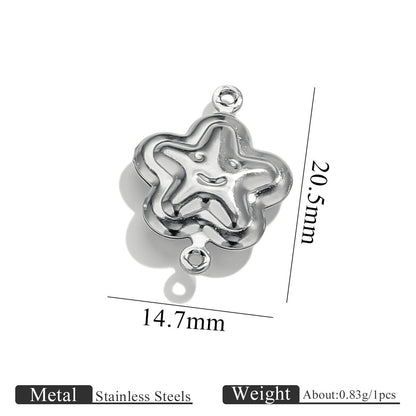 10PCS Stainless Steel Double-Hole Connector| Heart & Star Shapes | DIY Jewelry Connectors for Bracelets & Necklaces