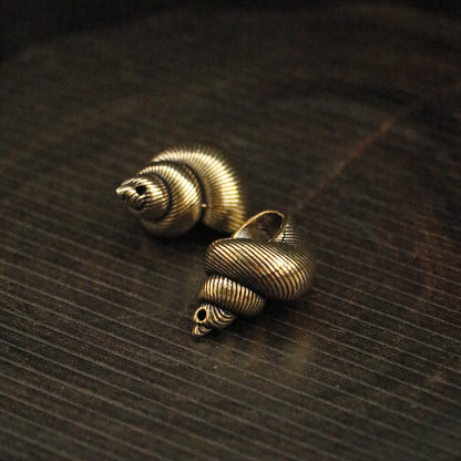 Vintage Brass Conch Shell Charm - Tiny Ocean-Inspired Pendant for Jewelry Making, Beach Lover Gift