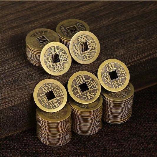 Vintage Brass Five Emperor Coins, Ancient Chinese Coin Charms, Feng Shui Lucky Coins, Retro Brass Ancient Currency, DIY Jewelry Supplies