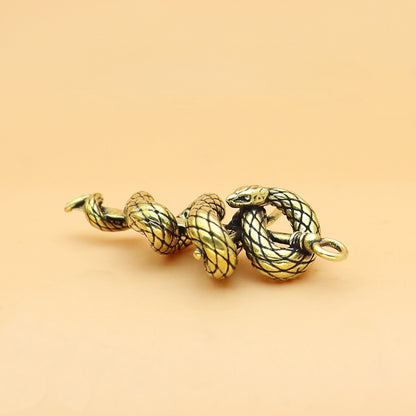 Brass Snake Cross Vintage Pendant - Timeless Spiritual Charm for Boho/Retro Jewelry, Meaningful Faith Accessory