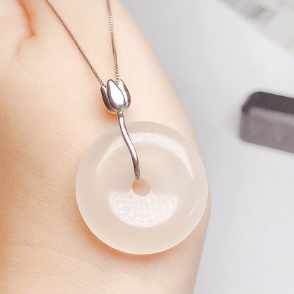 Lotus Flower Safety Clip Clasp, Gold Pendant Connector for Jade, Jadeite & Crystal, Silver-Plated Minimalist Jewelry Findings for Women