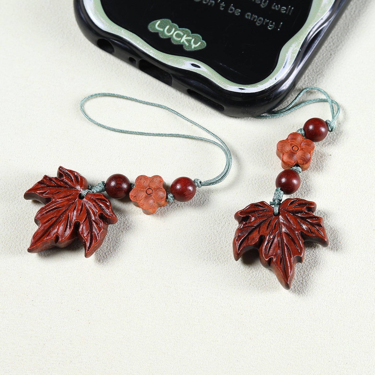 Handmade Rosewood Maple Leaf Keychain, Wooden Phone Strap Charm, Car Key Ring & Bag Pendant, Natural Wood Craft Gift for Men and Women