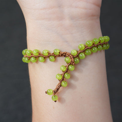 Handmade Beaded Grape Bracelet, DIY Woven Fruit Jewelry, Cute Boho Bracelet for Women, Unique Handmade Gift