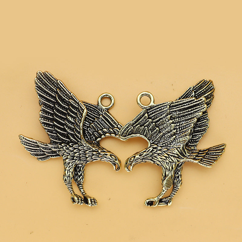 Vintage Brass Eagle Pendant, Retro Flying Eagle Charm, Antique Brass Bird Jewelry Making Supplies, DIY Necklace or Keychain Pendant