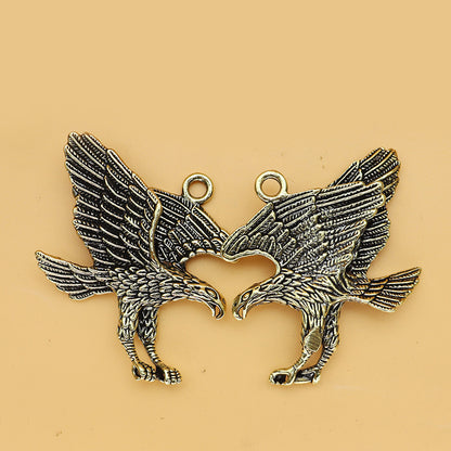 Vintage Brass Eagle Pendant, Retro Flying Eagle Charm, Antique Brass Bird Jewelry Making Supplies, DIY Necklace or Keychain Pendant