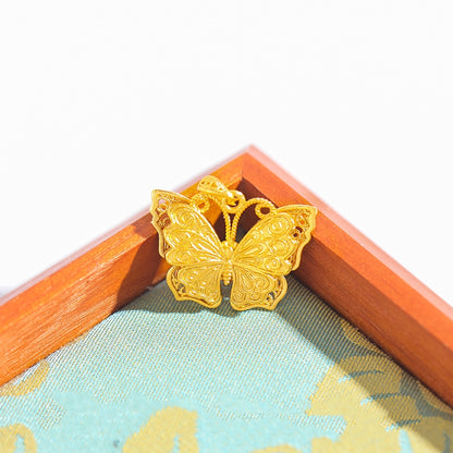 Gold Filled Butterfly Pendant, Double Layer Filigree Butterfly Charm, Tarnish Resistant Jewelry Making Supplies, 3D Butterfly Necklace Pendant