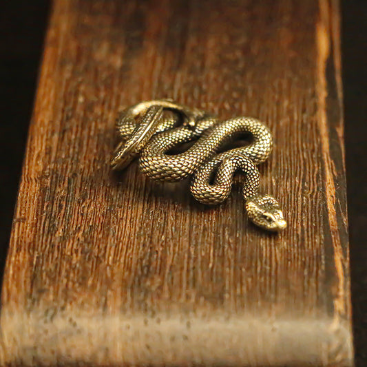 Vintage Brass Snake Pendant, Retro Serpent Charm, Gothic Steampunk Jewelry Making Supplies, Antique Brass Snake Pendant