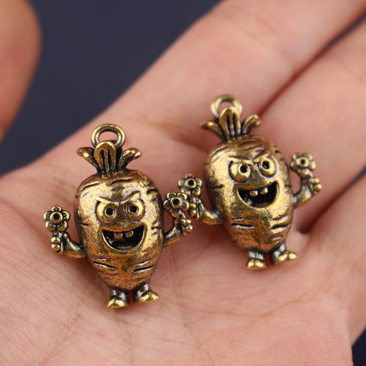 Cute Brass Carrot Pendant - Vintage Style Vegetable Charm for Garden Lovers, Dainty Jewelry Accessory