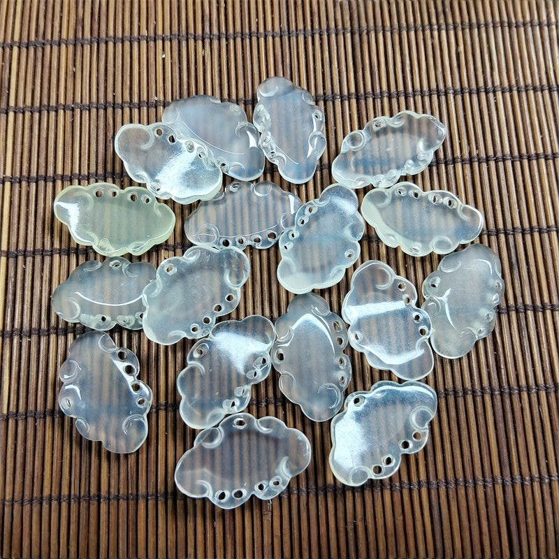 23*14mm Natural Xiuyu Jade Cloud Charms, Carved Green Jade Pendant Beads for DIY Earrings, Hairpins, Necklace, Jewelry Making Supplies