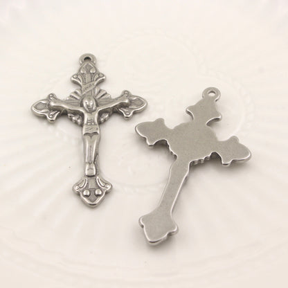 Stainless Steel (Titanium Steel) Cross Pendant | Classic Religious Jewelry Charm for Necklaces & Faith-Based Crafts