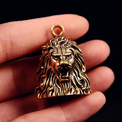 Vintage Brass Lion Bell, Handcrafted Animal Charm, Perfect for Jewelry Making & Wind Chimes