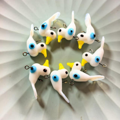 5PCS Handmade Lampwork Glass Bird Charms, Cute Animal Pendants for DIY Jewelry Making
