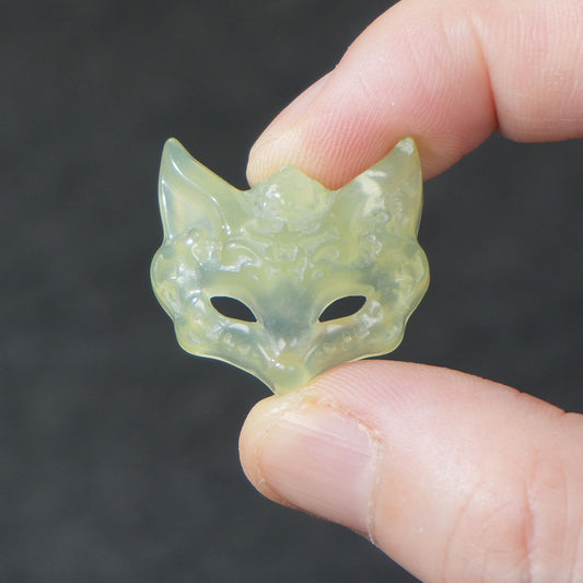 Hand Carved Xiuyan Jade Fox Mask Pendant, Natural Jade Amulet Necklace Charm, DIY Jewelry Making Supplies, Spiritual Protection Talisman