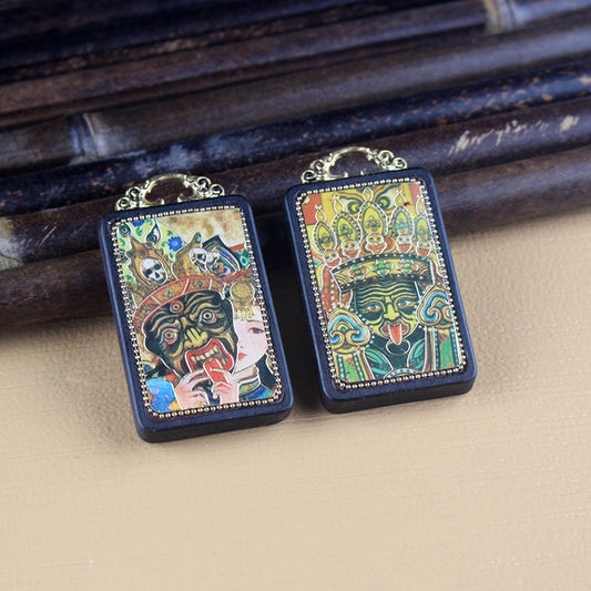 Tibetan Style Zhaxi Lamu Thangka Pendant - Female God of Wealth Buddhist Blessing Jewelry for Her/Him