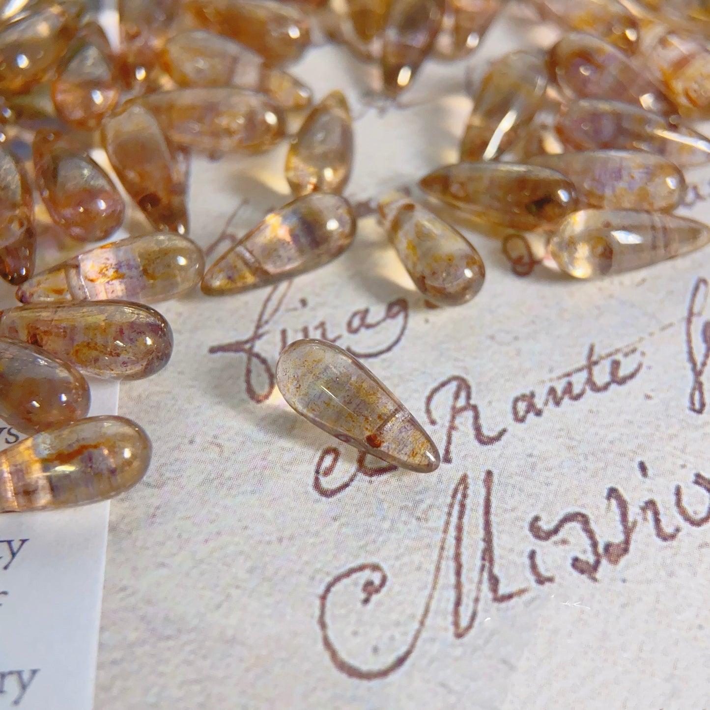 10PCS 5x12mm Czech Glass Beads - Amber Transparent Teardrop Beads for DIY Jewelry Making