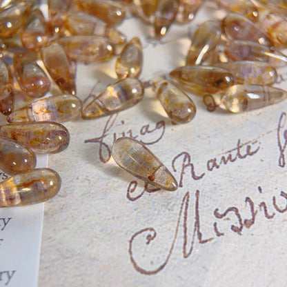 10PCS 5x12mm Czech Glass Beads - Amber Transparent Teardrop Beads for DIY Jewelry Making