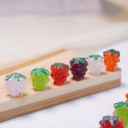 Glass Grape Beads Raspberry Lampwork Charms, Fruit Inspired Spacer Beads, Colorful DIY Jewelry Making Supplies