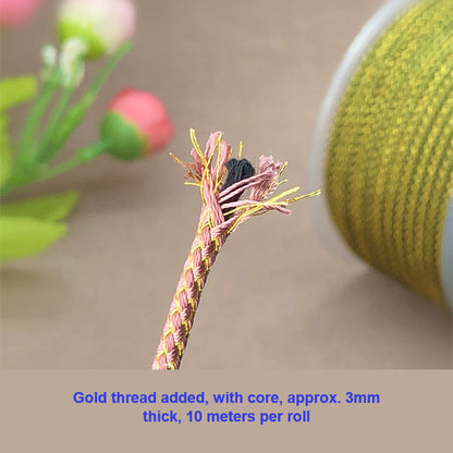 3mm Braided Dragon Pattern Cord | Gold Thread & Cored Styles for Jewelry Making