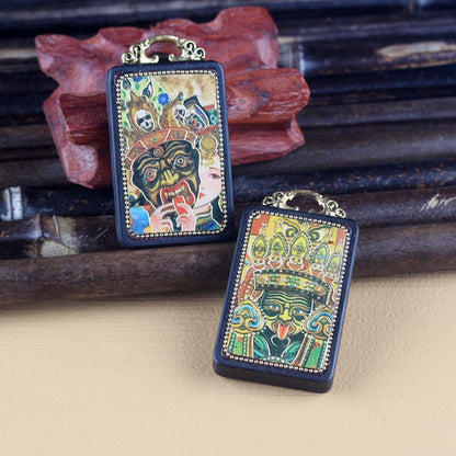 Tibetan Style Zhaxi Lamu Thangka Pendant - Female God of Wealth Buddhist Blessing Jewelry for Her/Him