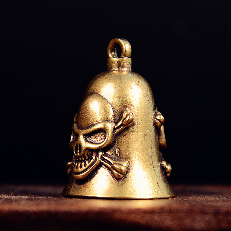 Vintage Brass Skull Bell, Handcrafted Charm, Perfect for Gothic Jewelry & Wind Chimes