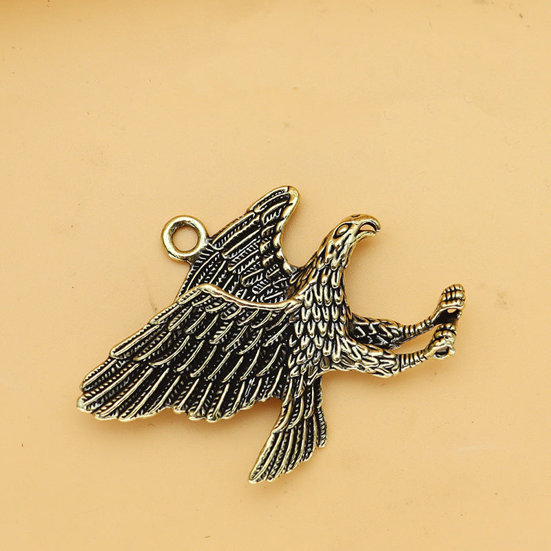 Vintage Brass Eagle Pendant, Retro Flying Eagle Charm, Antique Brass Bird Jewelry Making Supplies, DIY Necklace or Keychain Pendant