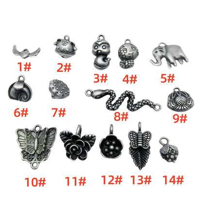 A Series of Charm 3：10PCS Vintage Animal Flower Butterfly Charms, Retro Jewelry Pendant, Antique Style Alloy Connector for DIY Necklace Bracelet Earrings