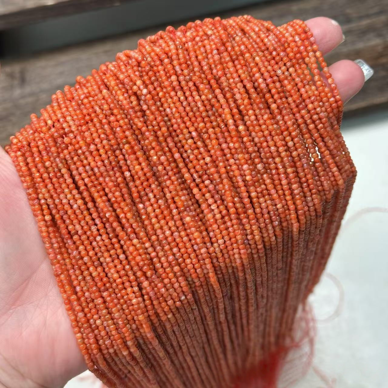 2mm Natural NanHong Agate Semi-Finished Loose Beads | Gemstone Beads for Jewelry Making