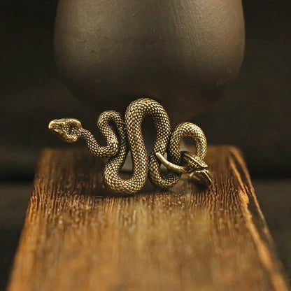 Vintage Brass Snake Pendant, Retro Serpent Charm, Gothic Steampunk Jewelry Making Supplies, Antique Brass Snake Pendant