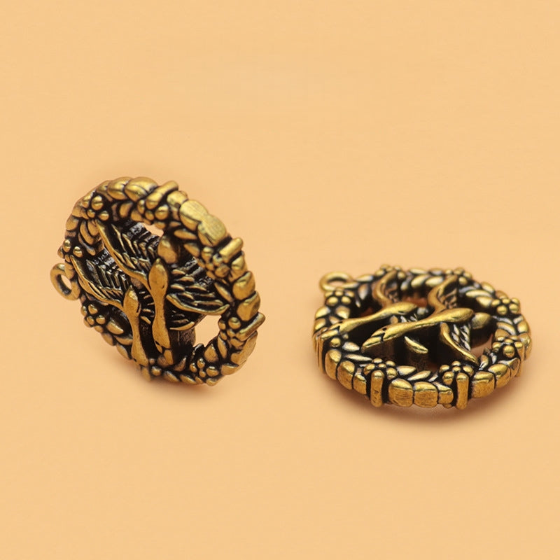 Vintage Brass Double Swallow Pendant - Handmade Retro Bird Charm for Necklaces, Timeless Jewelry Making