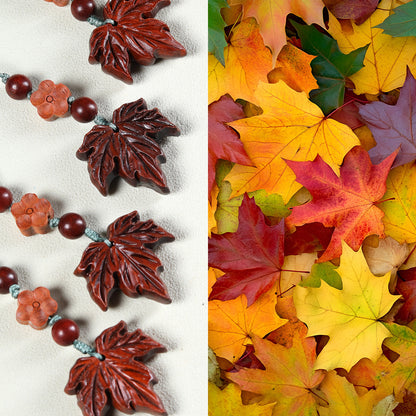 Handmade Rosewood Maple Leaf Keychain, Wooden Phone Strap Charm, Car Key Ring & Bag Pendant, Natural Wood Craft Gift for Men and Women