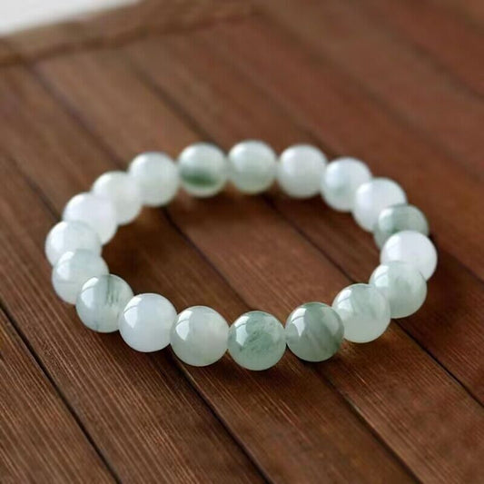 Tian Shan Jade Bracelet - Natural Green Jade Stone Bracelet, Handcrafted Gemstone Jewelry