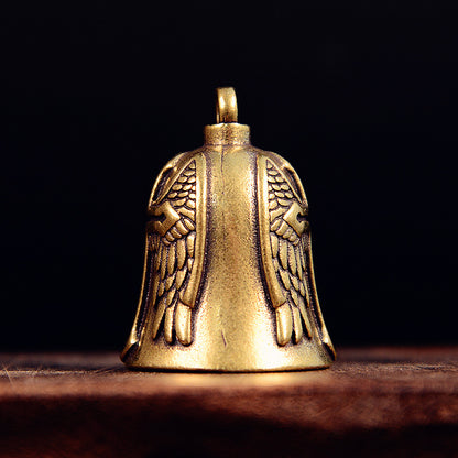 Vintage Brass Cross Bell, Handcrafted Religious Charm, Perfect for Jewelry Making & Wind Chimes