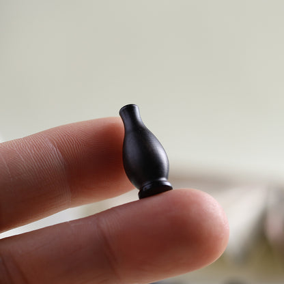 Natural Black Ebony Wood Carved Vase Bead, Through-Hole Pendant Charm, Handmade Wooden Amulet for Necklace Bracelet Jewelry Making