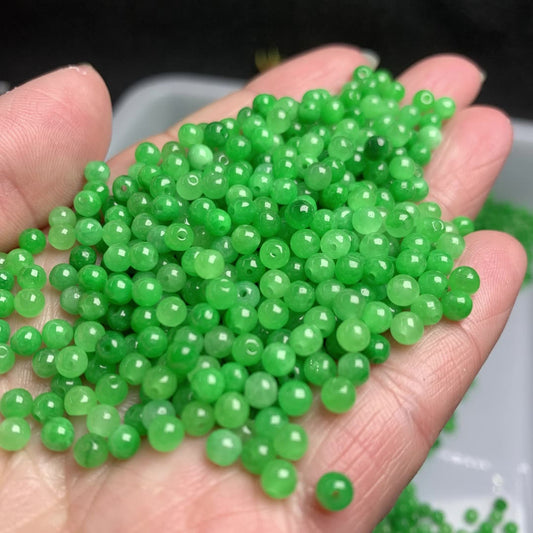 10PCS 4mm Natural Green Jade Round Beads, Gemstone Loose Beads for DIY Bracelet, Necklace, Earring Jewelry Making Supplies