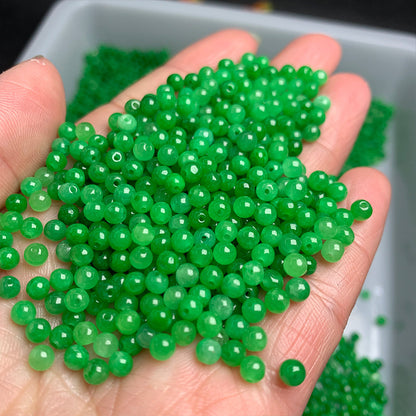 10PCS 4mm Natural Green Jade Round Beads, Gemstone Loose Beads for DIY Bracelet, Necklace, Earring Jewelry Making Supplies
