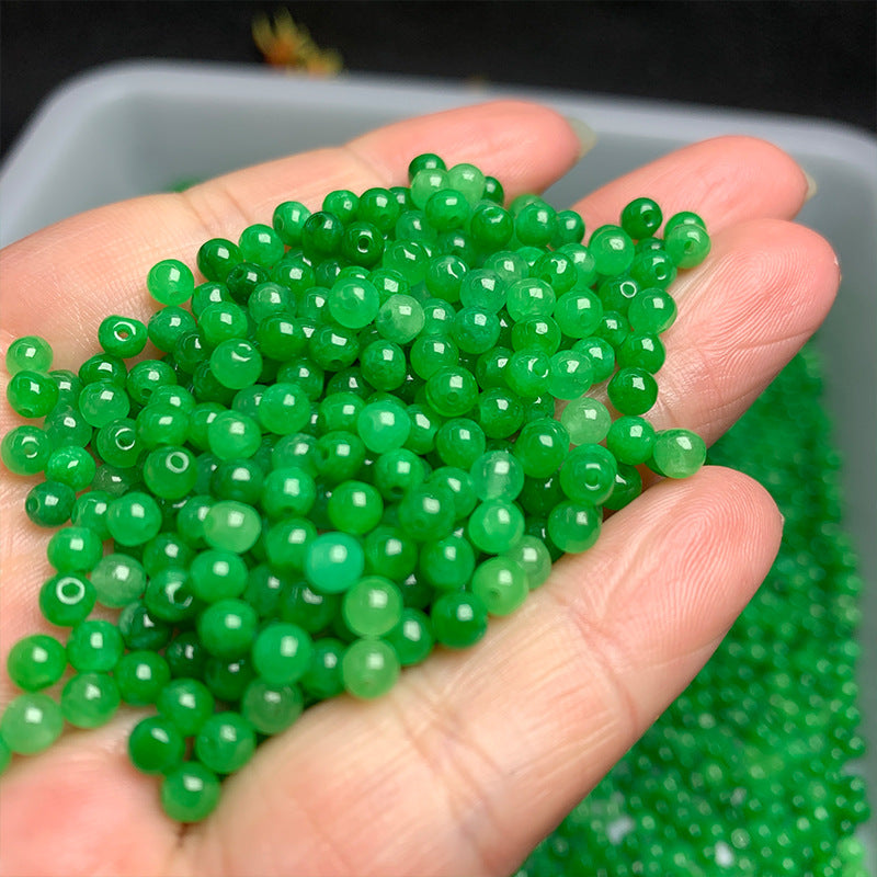 10PCS 4mm Natural Green Jade Round Beads, Gemstone Loose Beads for DIY Bracelet, Necklace, Earring Jewelry Making Supplies