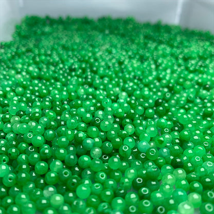 10PCS 4mm Natural Green Jade Round Beads, Gemstone Loose Beads for DIY Bracelet, Necklace, Earring Jewelry Making Supplies
