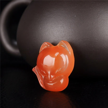 Natural Agate Fox Pendant, Carved Stone Animal Charms, Multi-Color Crystal Fox for Necklace Making, DIY Jewelry Supplies