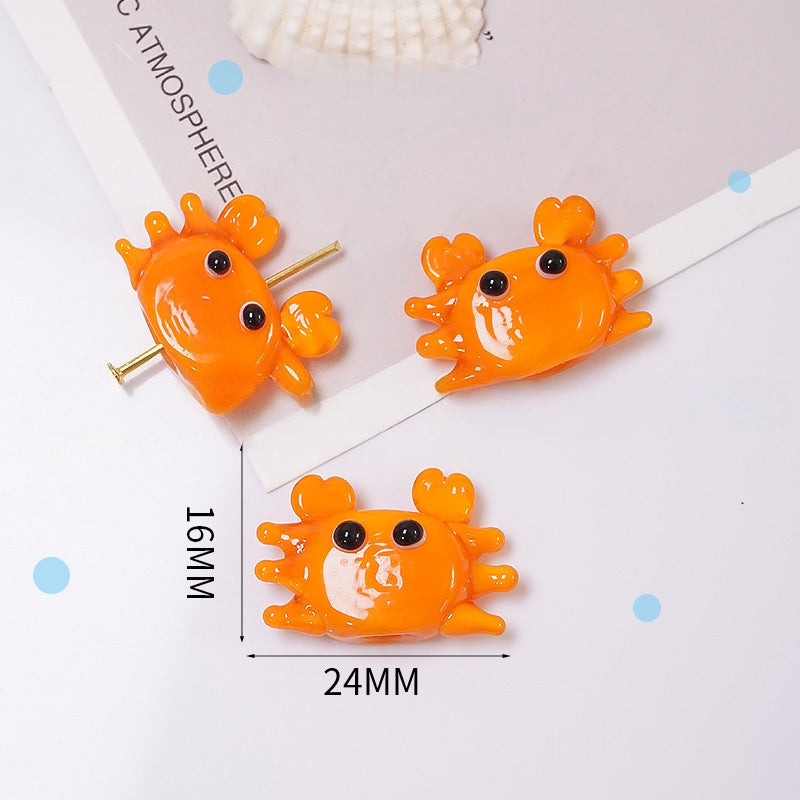 Handmade Glass Crab Bead, 3D Lampwork Animal Charm, Ocean Sea Life Spacer Bead for DIY Bracelet Necklace Jewelry Making