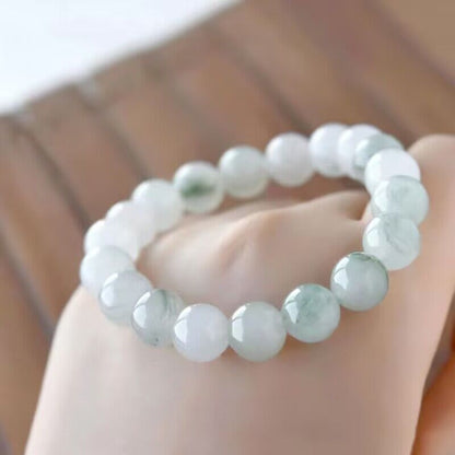 Tian Shan Jade Bracelet - Natural Green Jade Stone Bracelet, Handcrafted Gemstone Jewelry