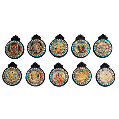 Nepalese Elephant Lotus Buddha Pendant - Round Black Sandalwood Thousand-Handed Guanyin Protection Token