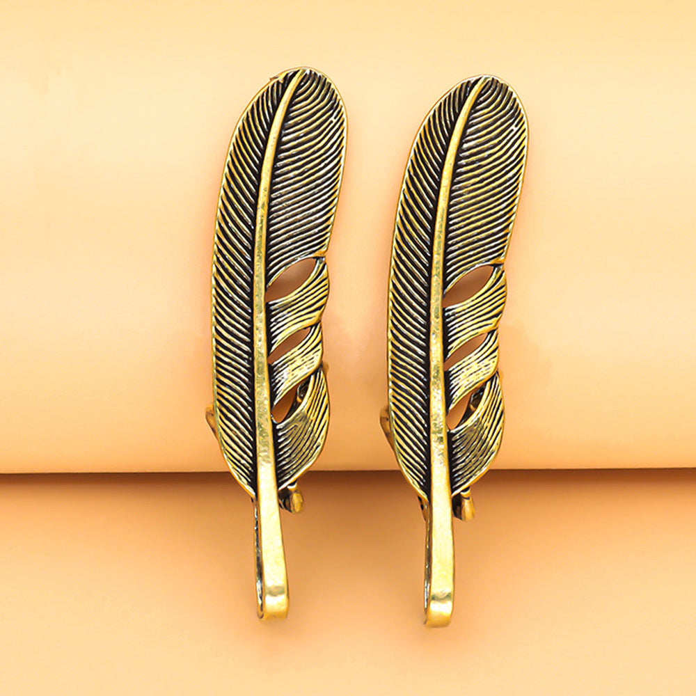 1PCS Vintage Brass Eagle Claw Feather Pendant, Retro Bird Talon Leaf Charm, Antique Brass Jewelry Making Supplies, Keychain Pendant