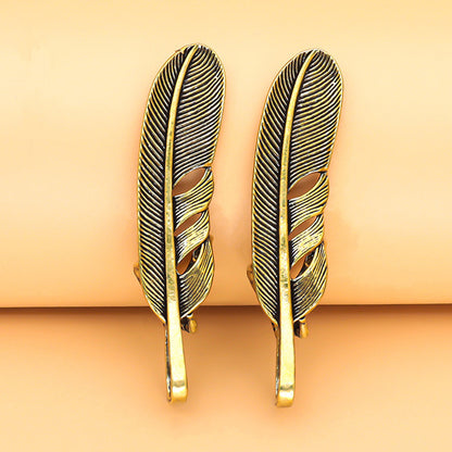 1PCS Vintage Brass Eagle Claw Feather Pendant, Retro Bird Talon Leaf Charm, Antique Brass Jewelry Making Supplies, Keychain Pendant