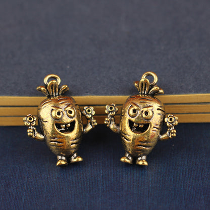 Cute Brass Carrot Pendant - Vintage Style Vegetable Charm for Garden Lovers, Dainty Jewelry Accessory