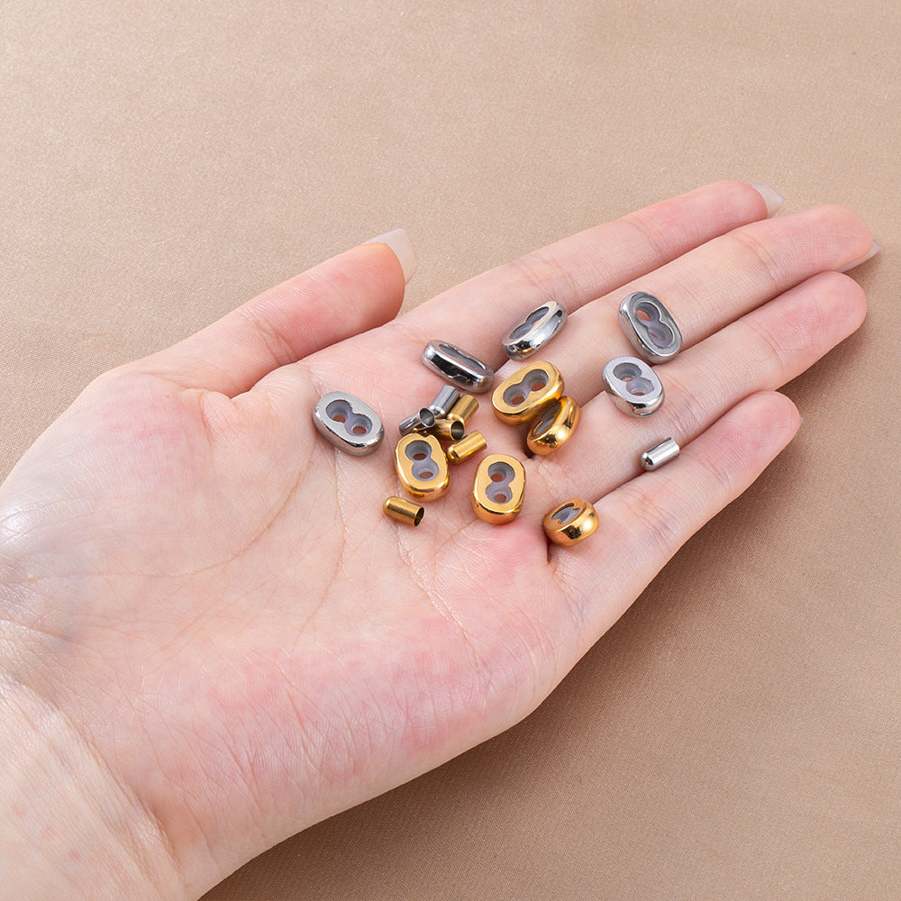 Stainless Steel Figure 8 Clasp, 3D Hard Gold Leather Cord Slider, Adjustable Leather Cord Fastener, DIY Jewelry Making Findings