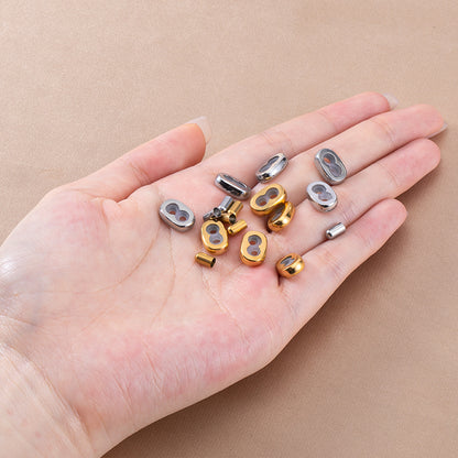 Stainless Steel Figure 8 Clasp, 3D Hard Gold Leather Cord Slider, Adjustable Leather Cord Fastener, DIY Jewelry Making Findings