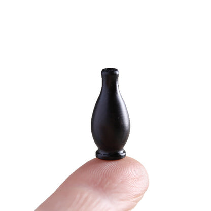 Natural Black Ebony Wood Carved Vase Bead, Through-Hole Pendant Charm, Handmade Wooden Amulet for Necklace Bracelet Jewelry Making